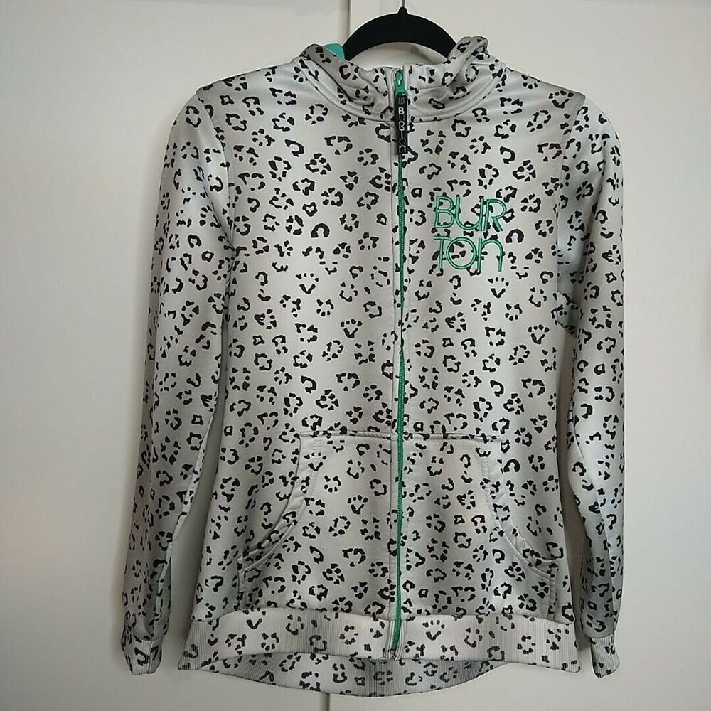 Burton Cheetah Full Zip Hooded Jacket Girls Kids Size XL 18 Grey Dryride